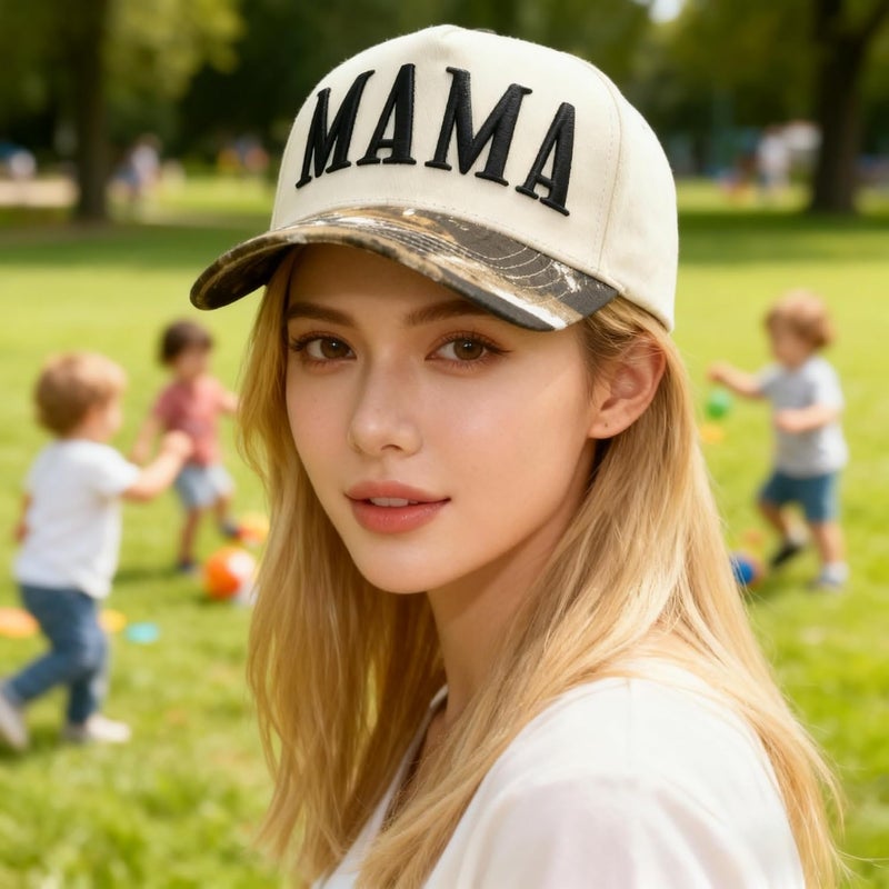 Abdkw Mommin Trucker Hat | Vintage Two-Tone Women's Baseball Cap,with Mommin Embroidery Ponytail Fit,Outdoor and Daily Use - Image 5